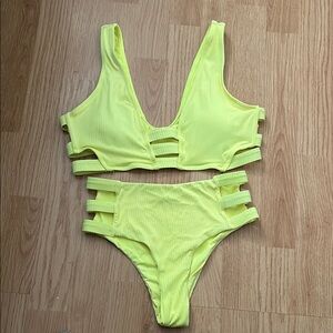 Neon Yellow Strappy Bikini Set